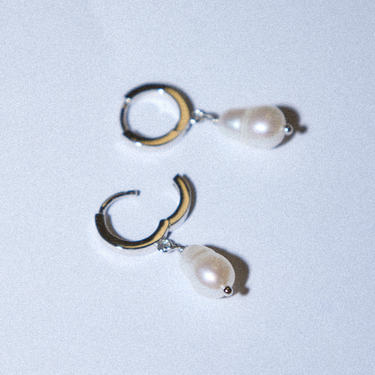 'Camilla' Pearl Hoops Silver