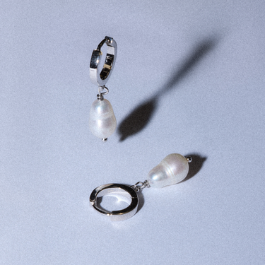 'Camilla' Pearl Hoops Silver